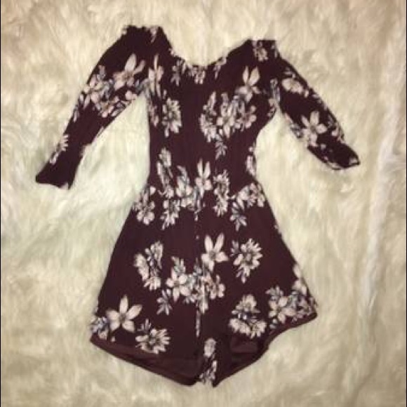 Dresses & Skirts - Floral purple off shoulder romper